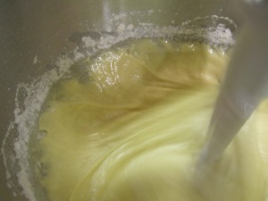 Blending the flour.